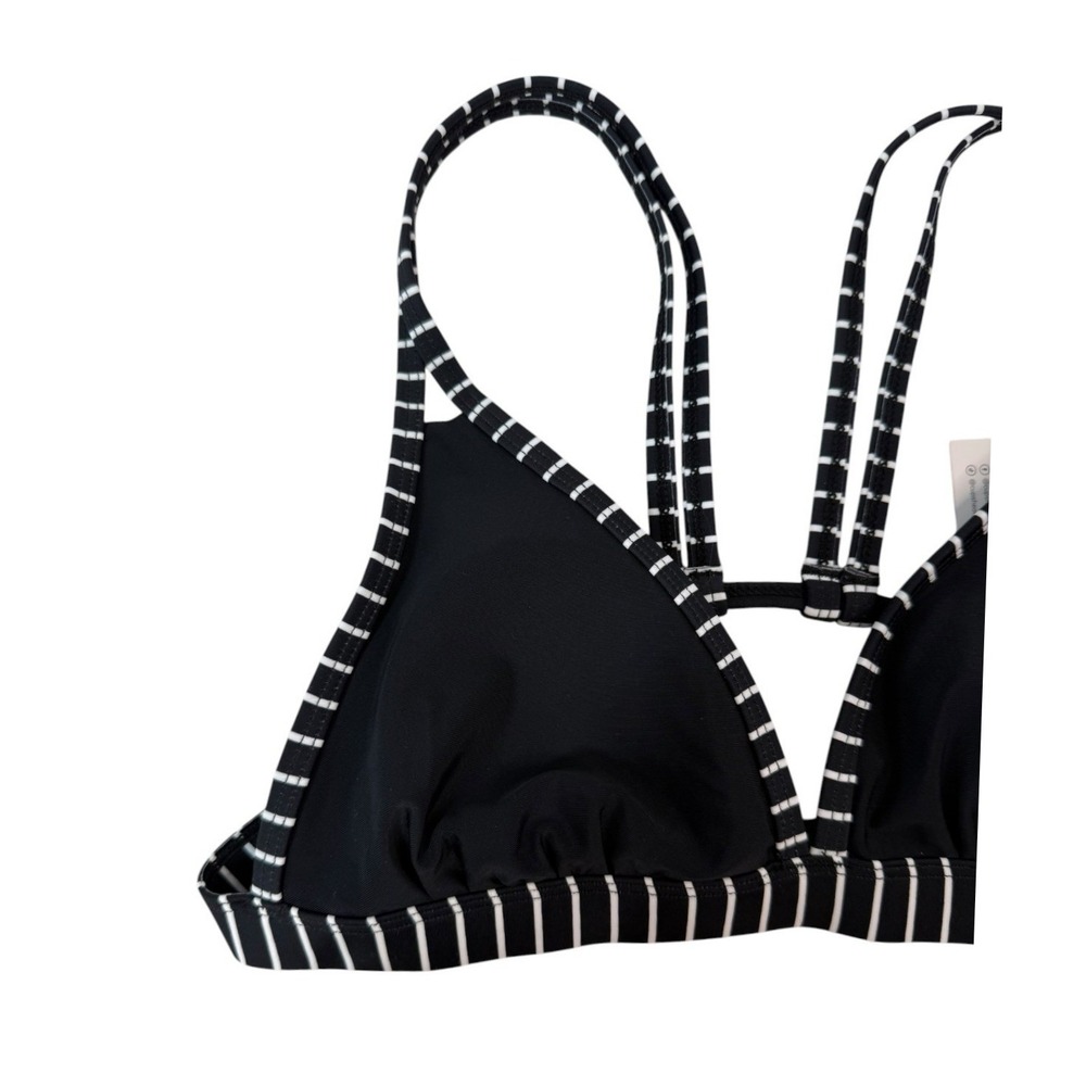 Cupshe NWT Black White Stripe V-Neck Double Strap Bikini Hip Cutout Set Small S - Picture 5 of 13